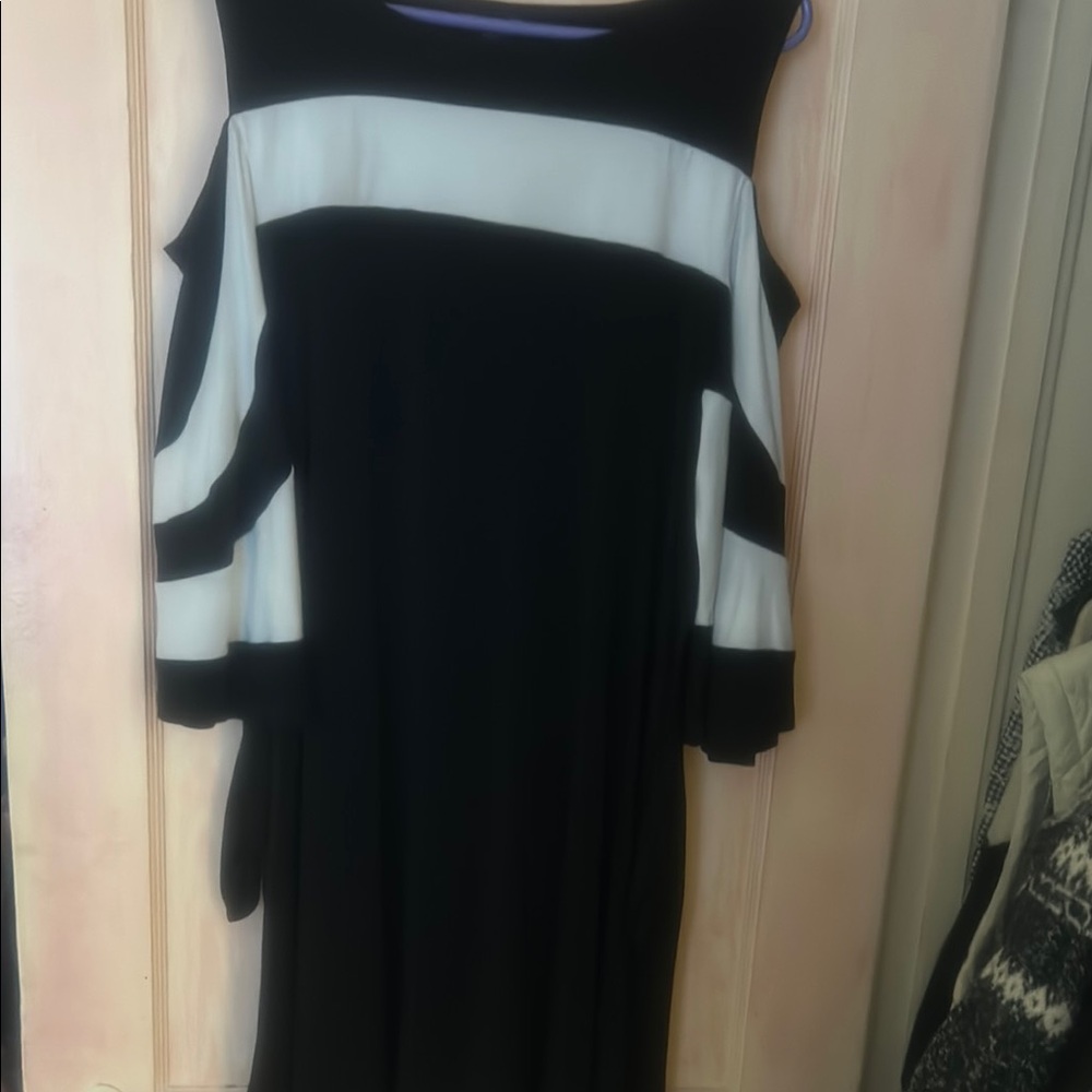 Black and White Cold Shoulder Dress